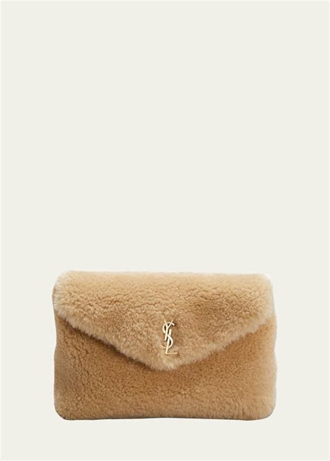 saint laurent puffer small ysl shearling pouch clutch bag|lou puffer ysl pouch.